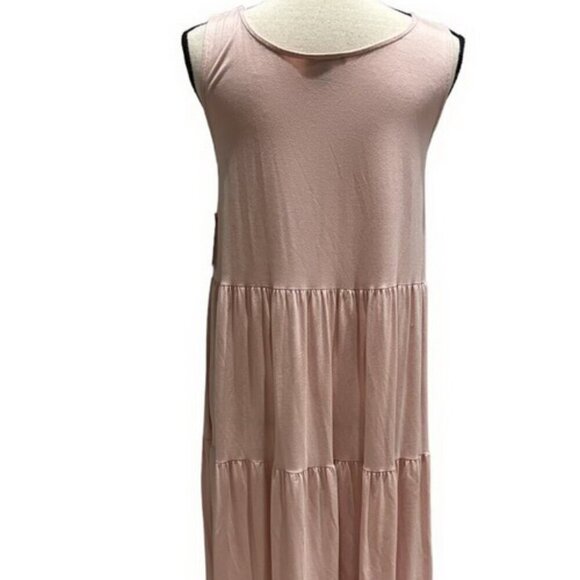 Eileen Fisher Powder Pink Sleeveless Tiered Midi Dress - Picture 3 of 4